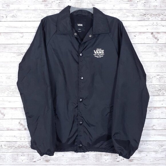 Vans Mens Torrey Coaches Jacket S Lined Windbreaker Skateboard Black 112 - Picture 3 of 6